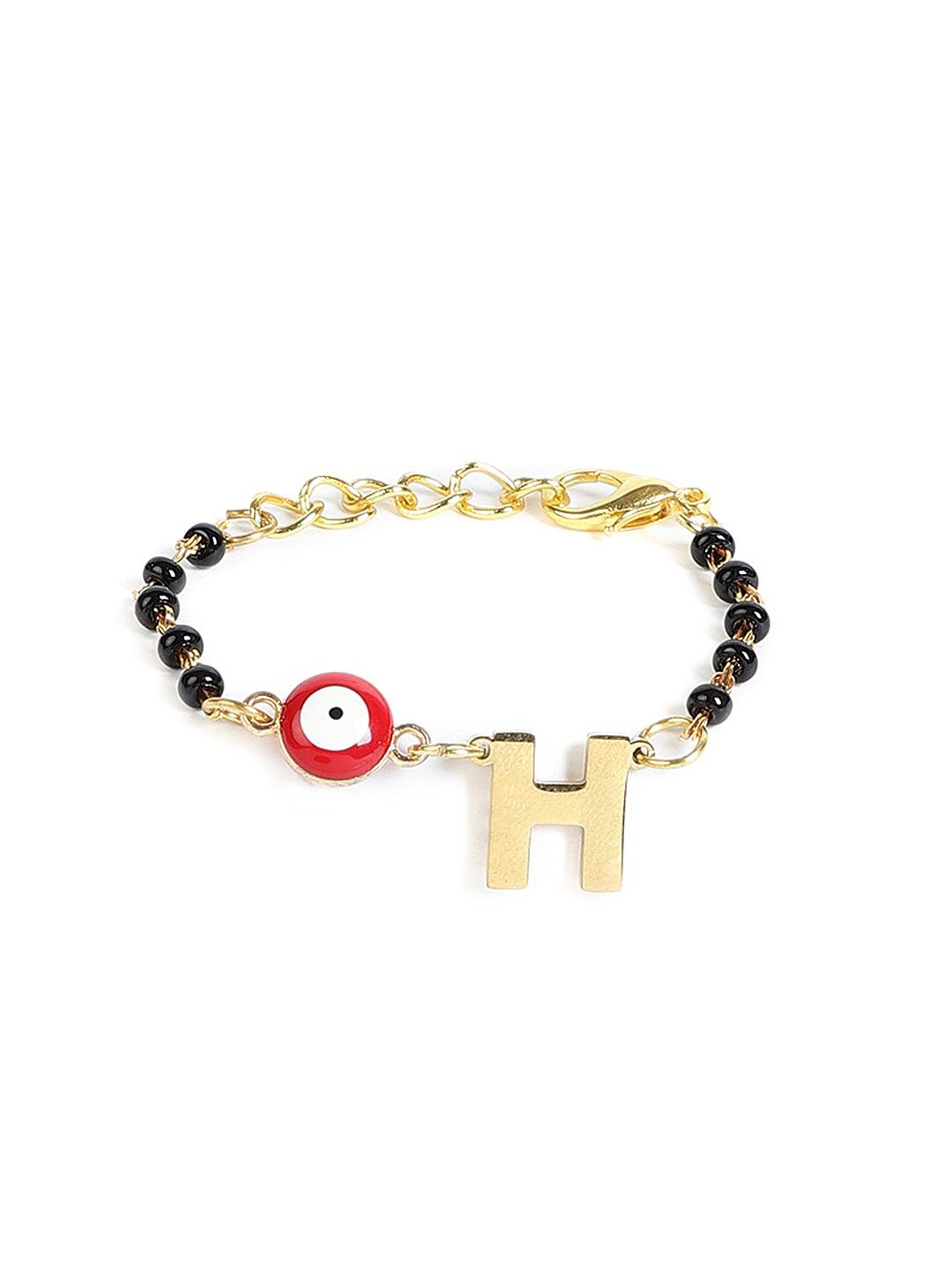 

EL REGALO Kids Stone Studded Charm Bracelet, Black