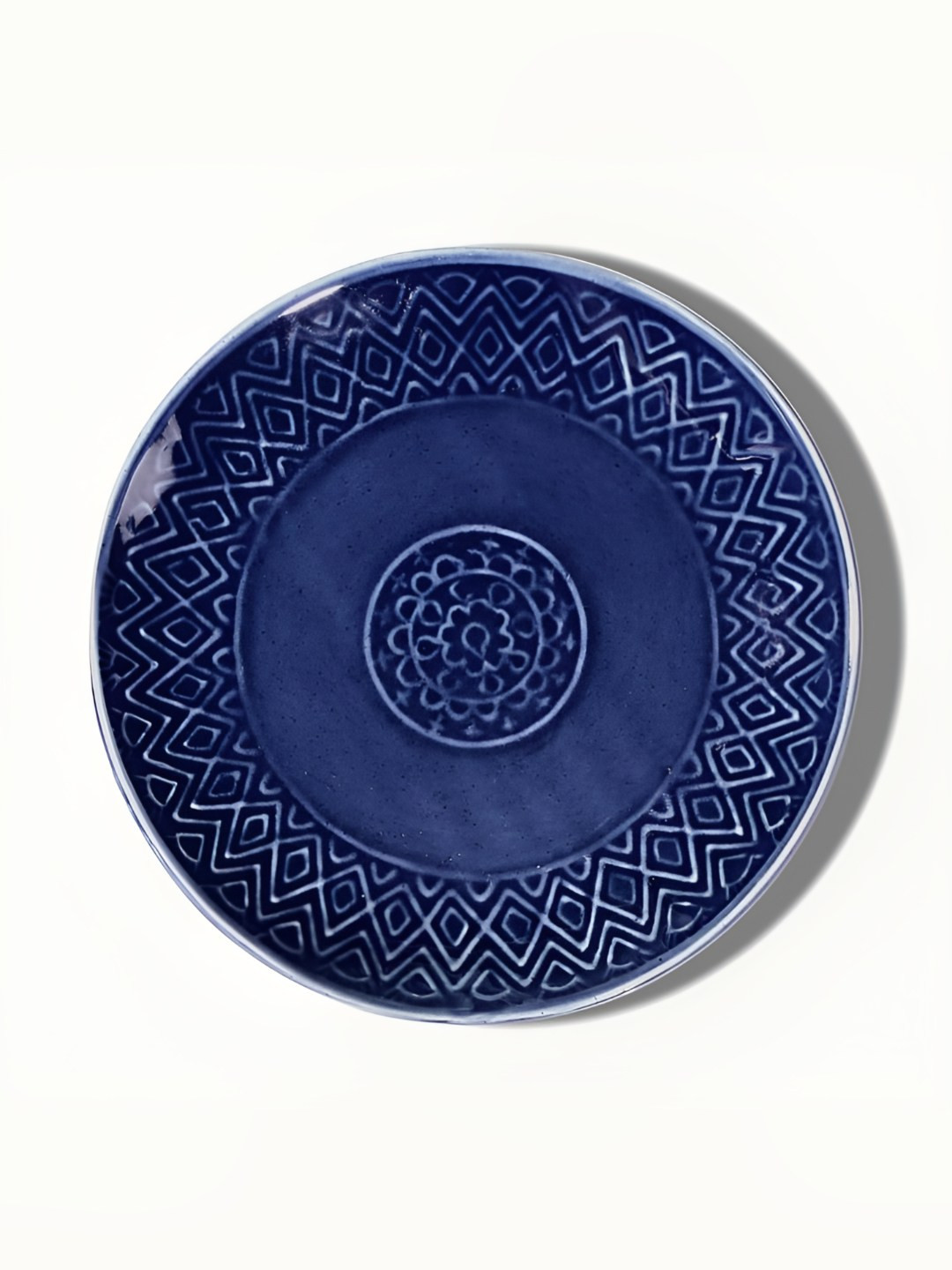 

AMALAFIEE CERAMICS Blue & White 2 Pieces Textured Matte Ceramic Microwave Safe Plate
