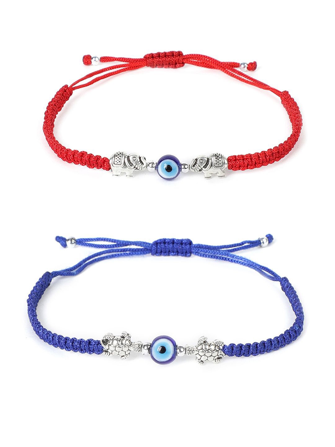 

EL REGALO Unisex Set of 2 Beaded Charm Bracelet, Blue