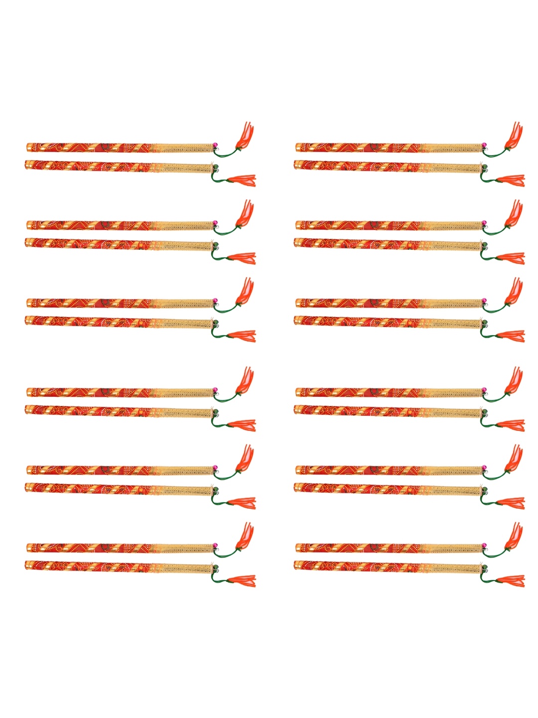 

BAISA 12-Pair Red & Green Laced Dandiya Sticks