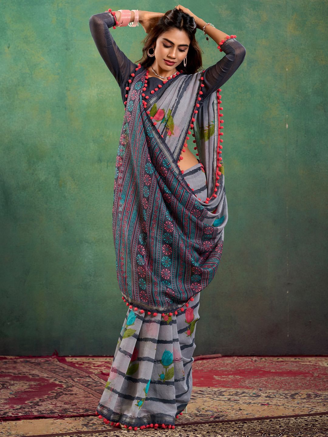 

Anouk Bagh Bagh Saree, Grey
