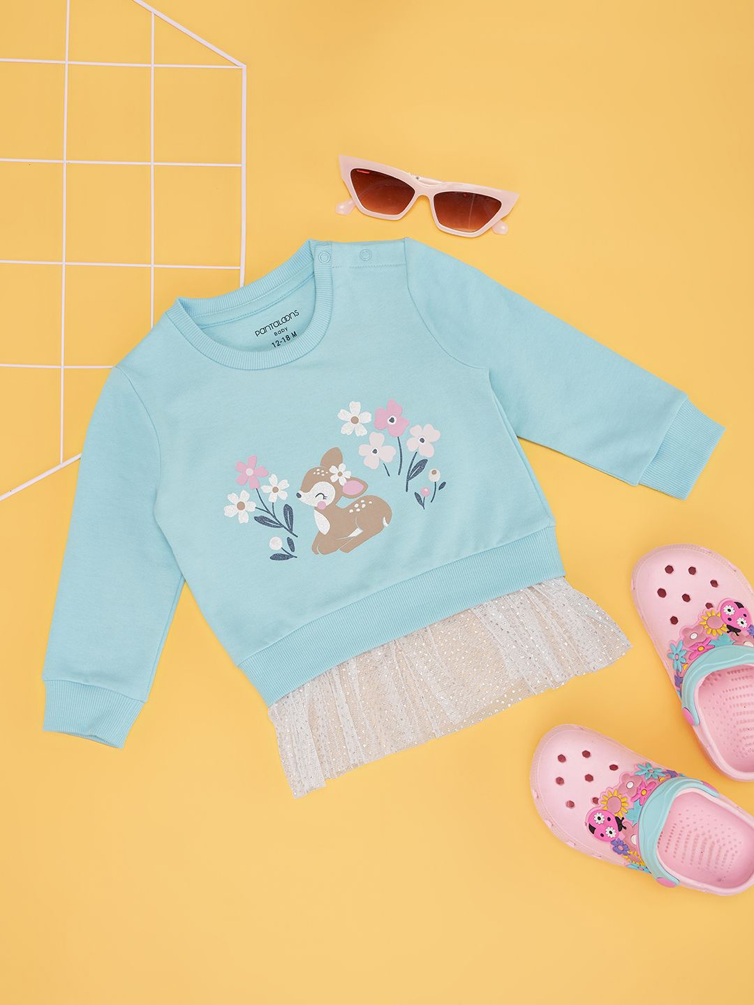 

Pantaloons Baby Girls Floral Printed Sweatshirt, Blue