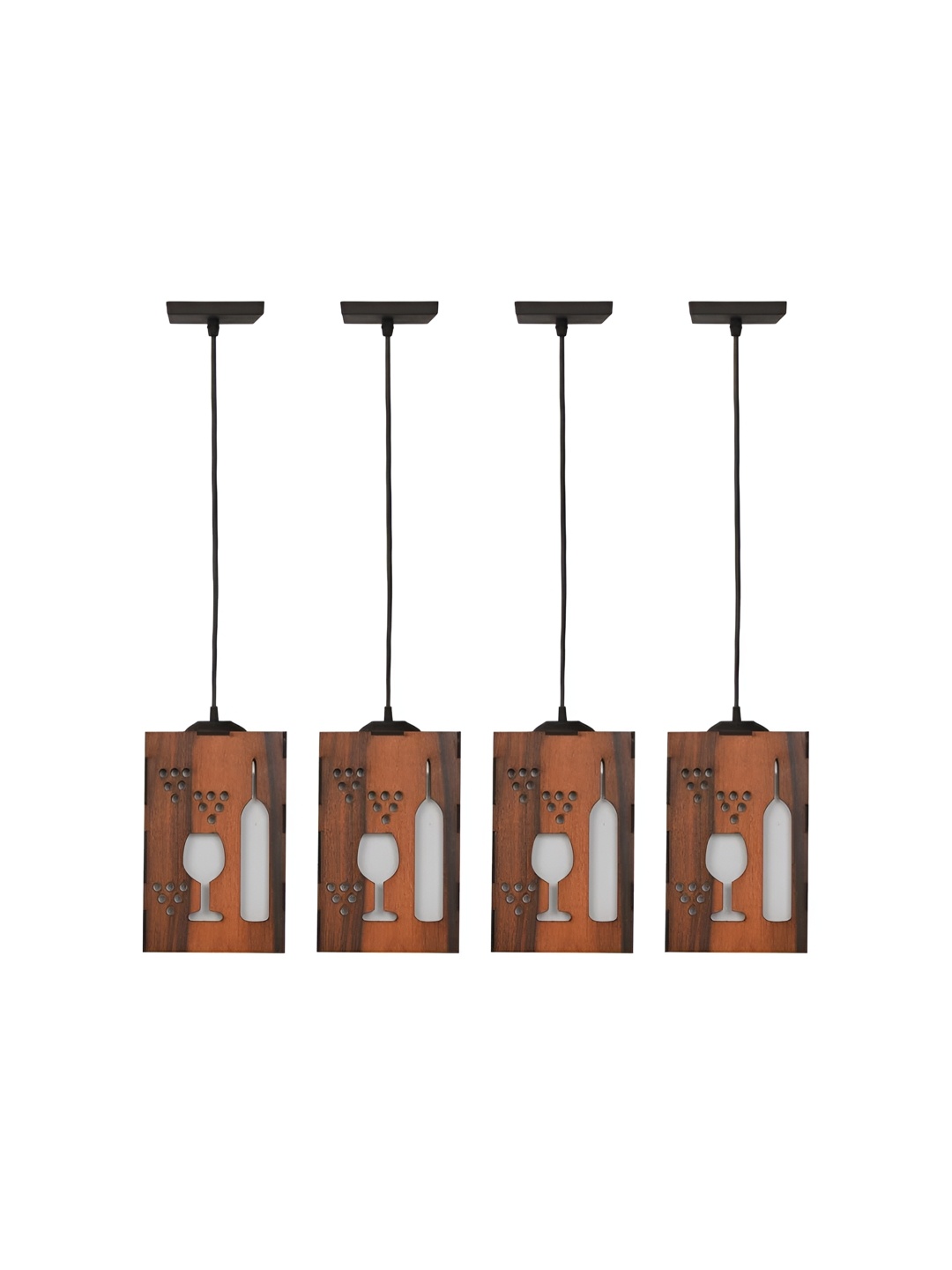 

Afast Black & Brown 4 Pieces Textured Wooden Rectangle Ceiling Lamps