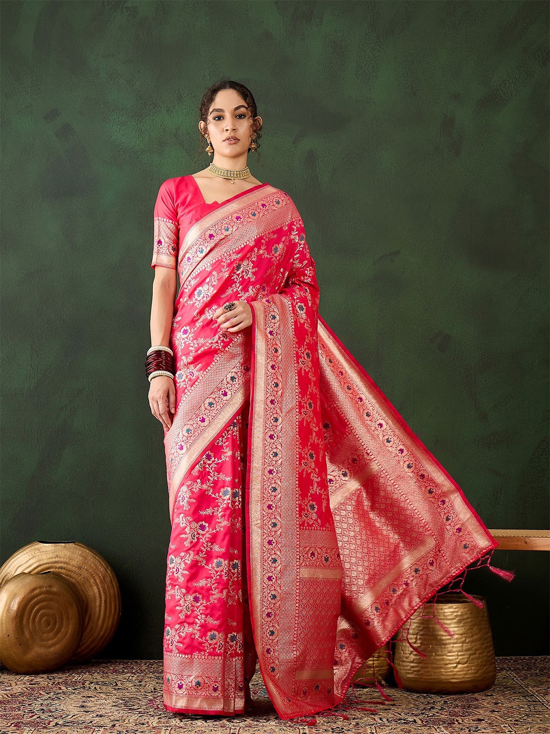 

Sangria Woven Design Banarasi Sarees, Pink