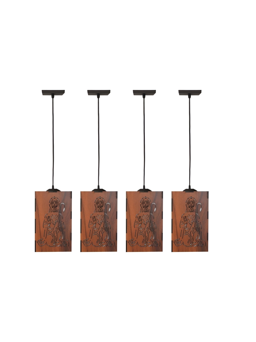 

Afast Black & Brown 4 Pieces Textured Traditional Wooden Rectangle Ceiling Lamp