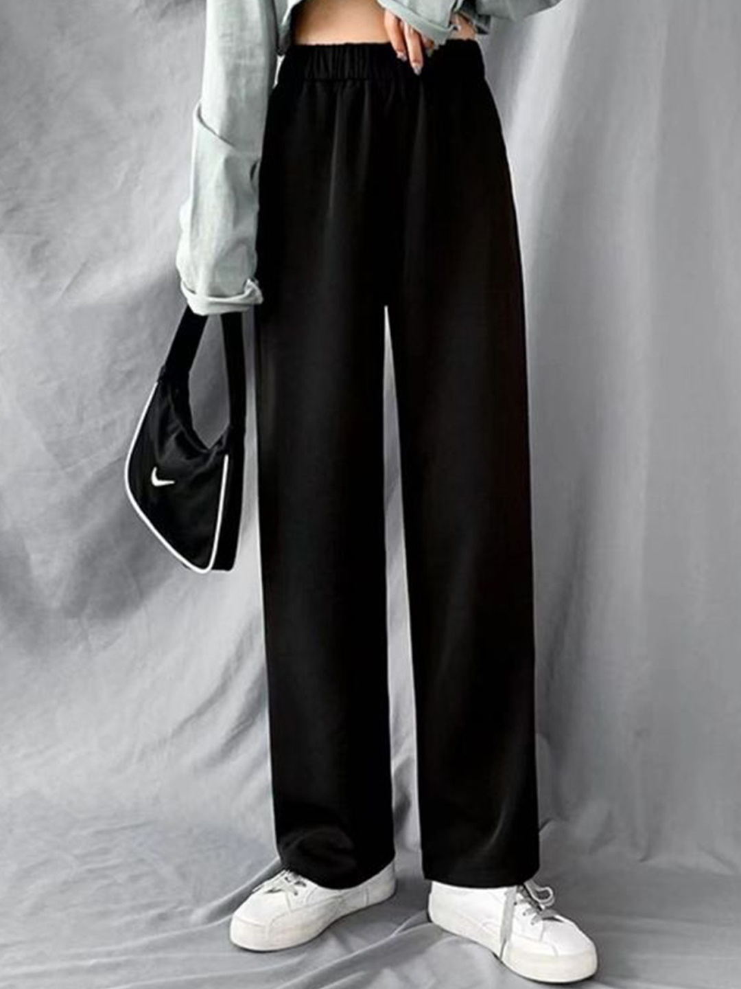 

LULU & SKY Women Straight Fit High-Rise Trousers, Black