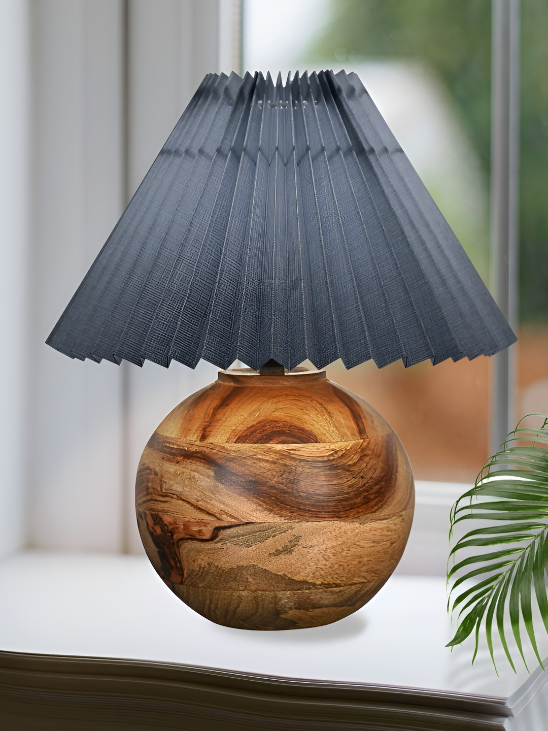 

Homesake Grey & Brown Abstract Printed Wooden Frustum Table Lamp