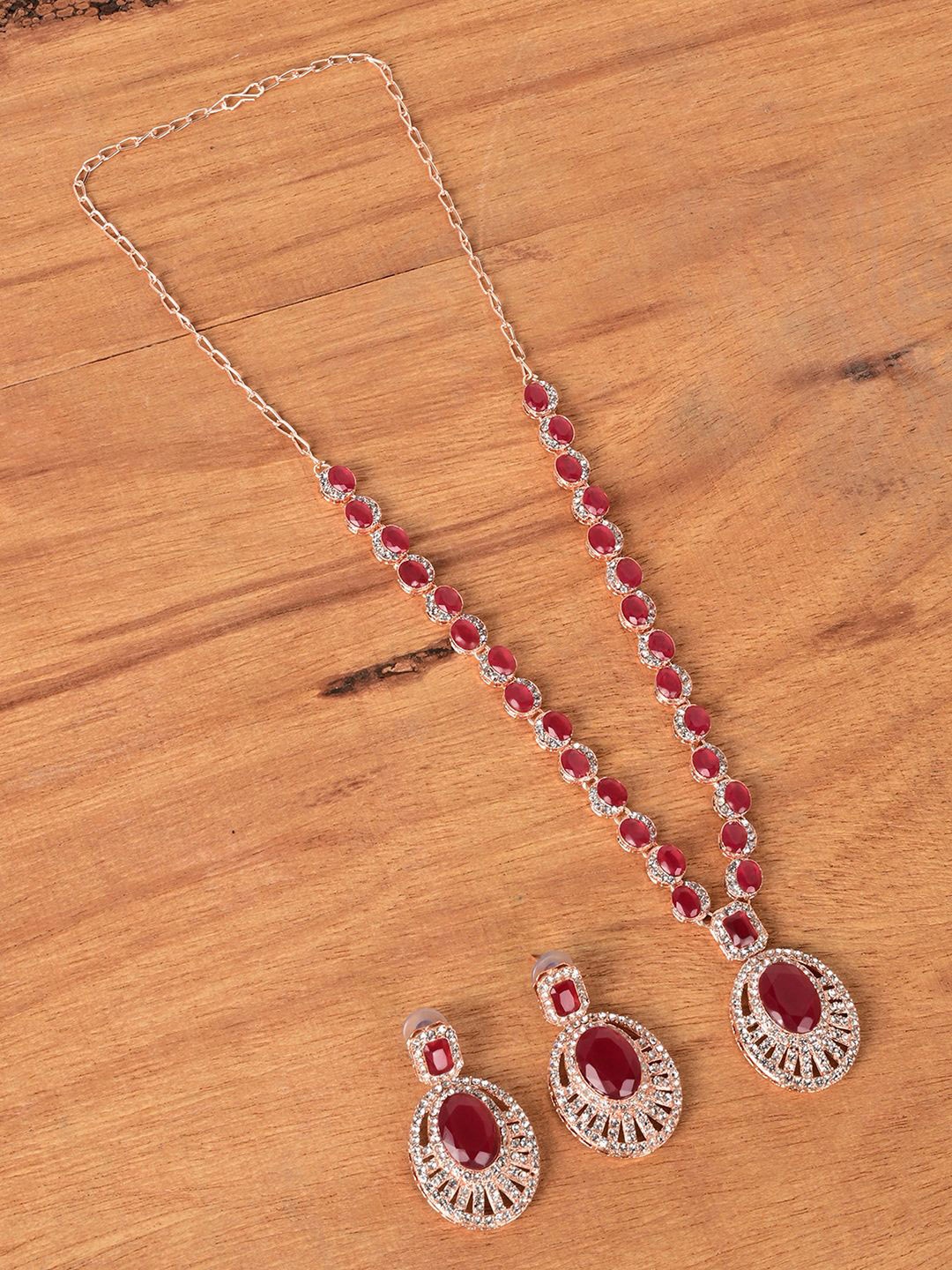 

Keviv Gold Plated American Diamond Studded Jewellery Set