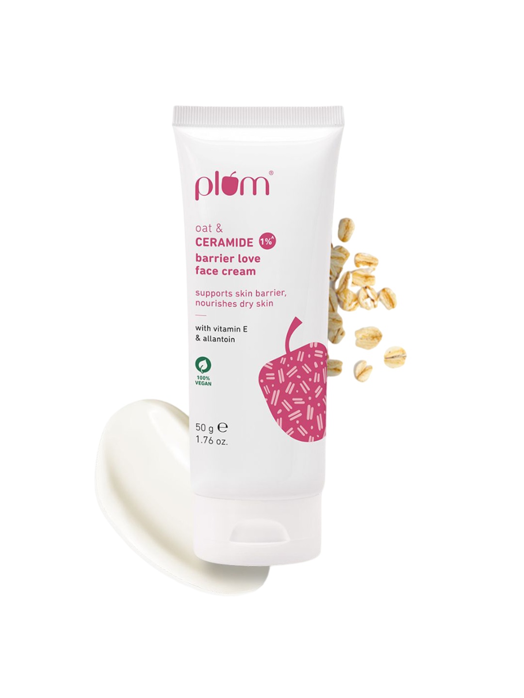 

Plum Oat & 1% Ceramide Barrier Love Face Cream -50g, White