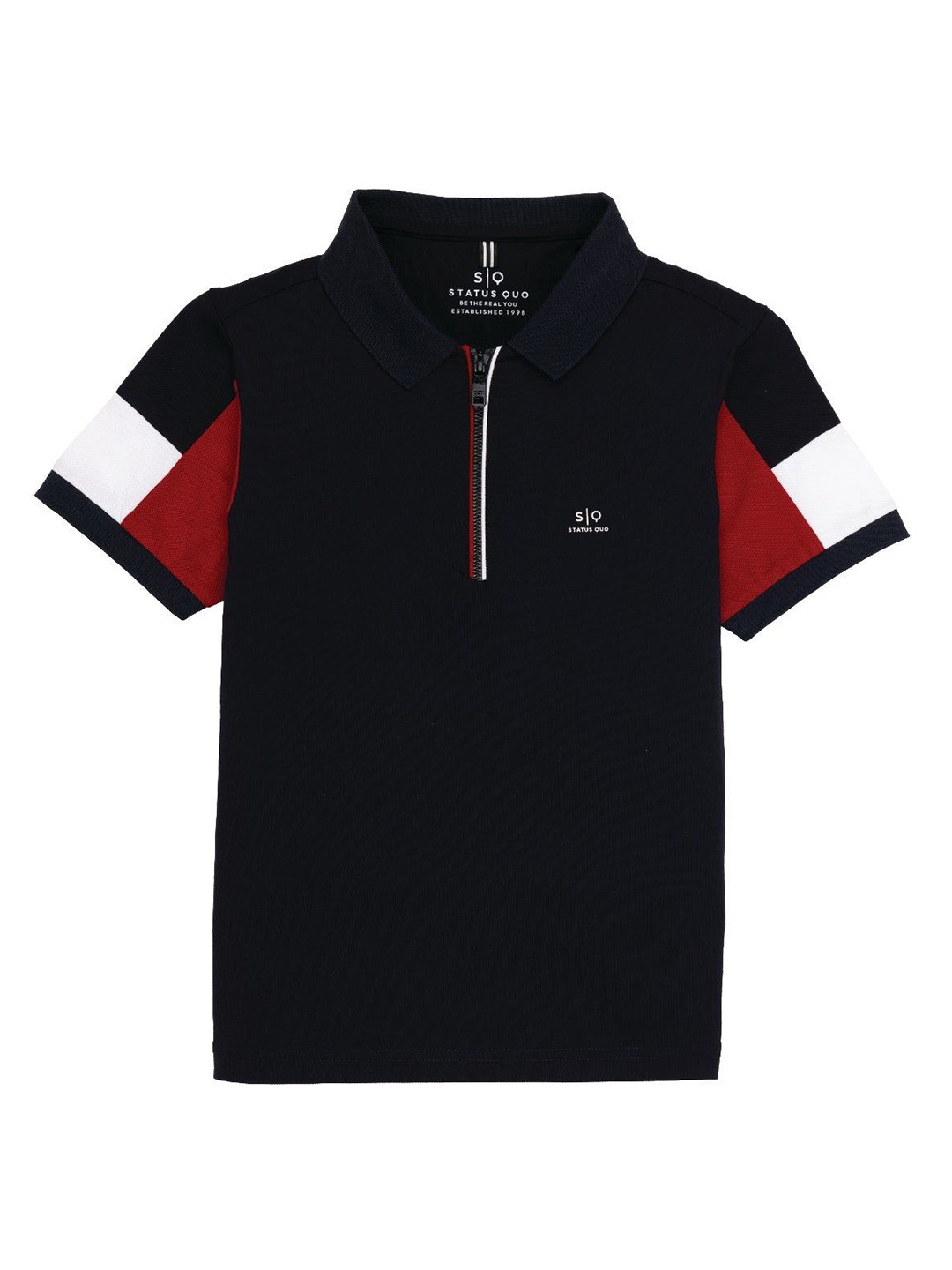 

Status Quo Boys Solid Polo Collar Cotton T-shirt, Navy blue