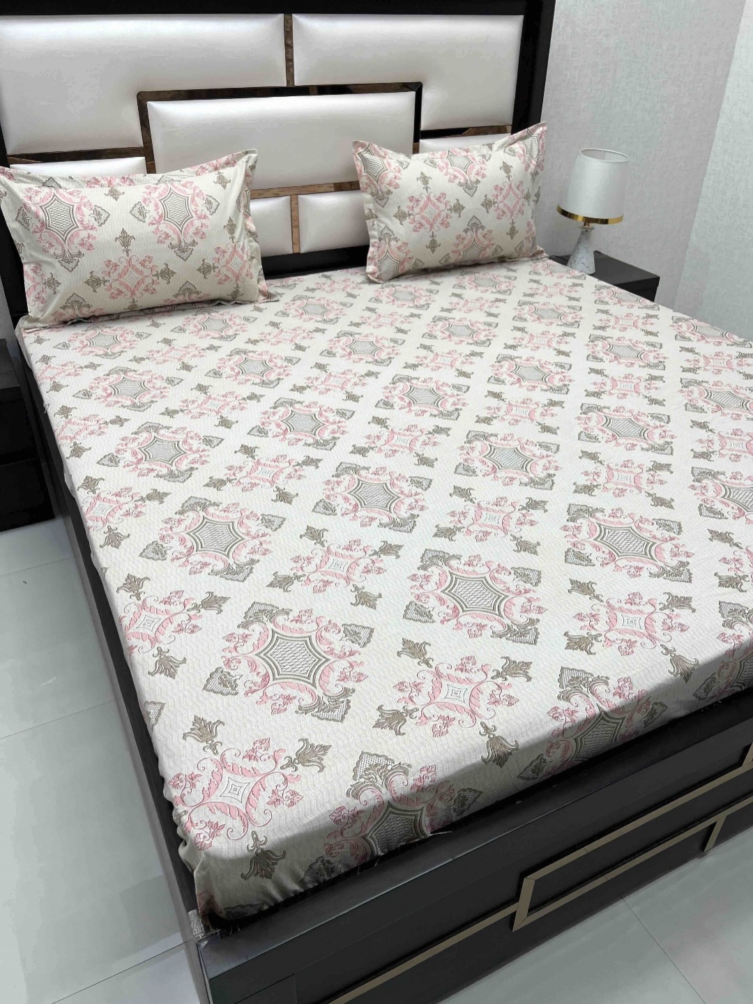 

Pure Decor White Ethnic Motifs Printed Microfiber 330 TC King Bedsheet & 2 Pillow Covers