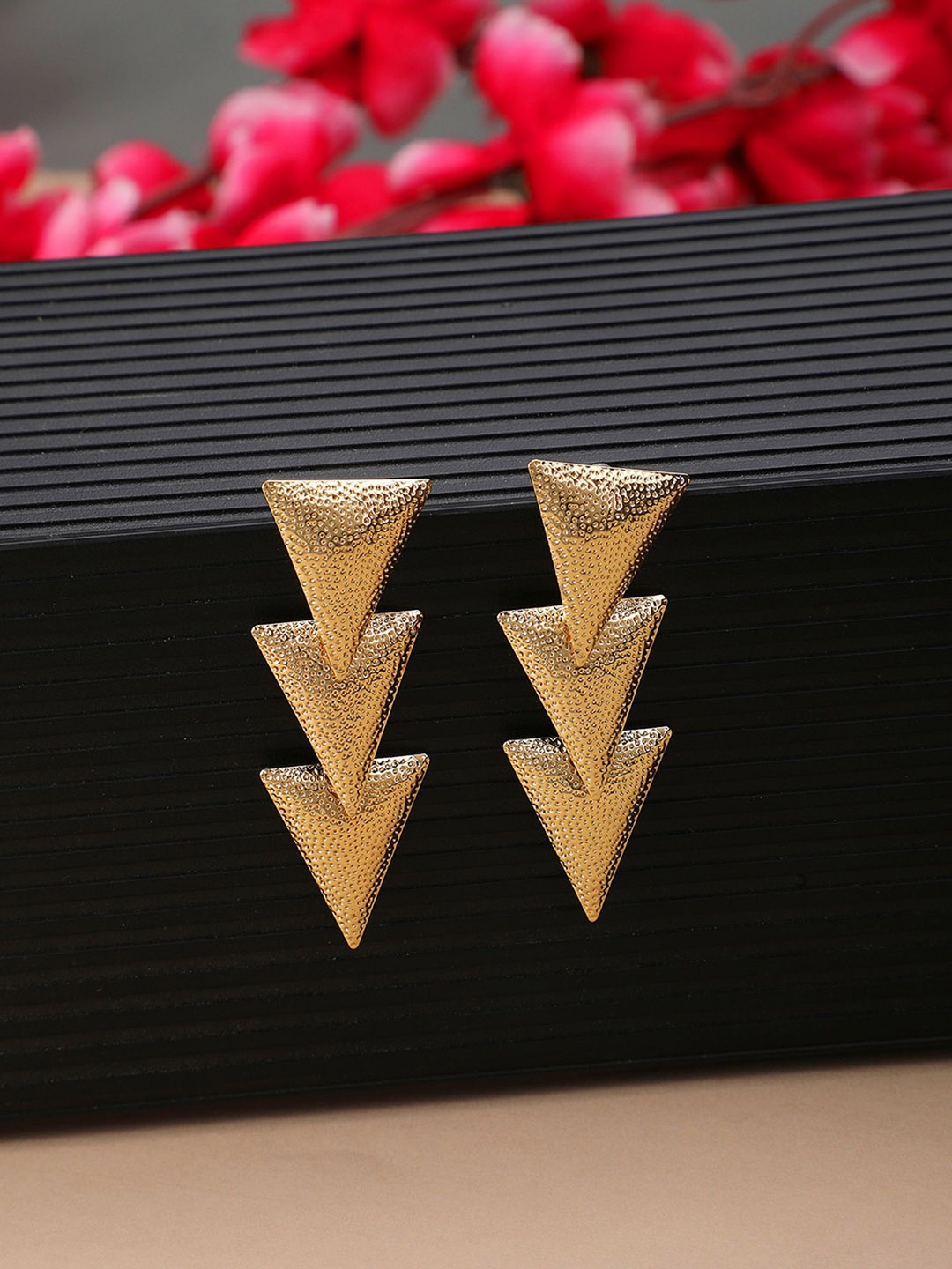 

DressBerry Gold-Plated Triangular Shape Vintage Retro Drop Earrings