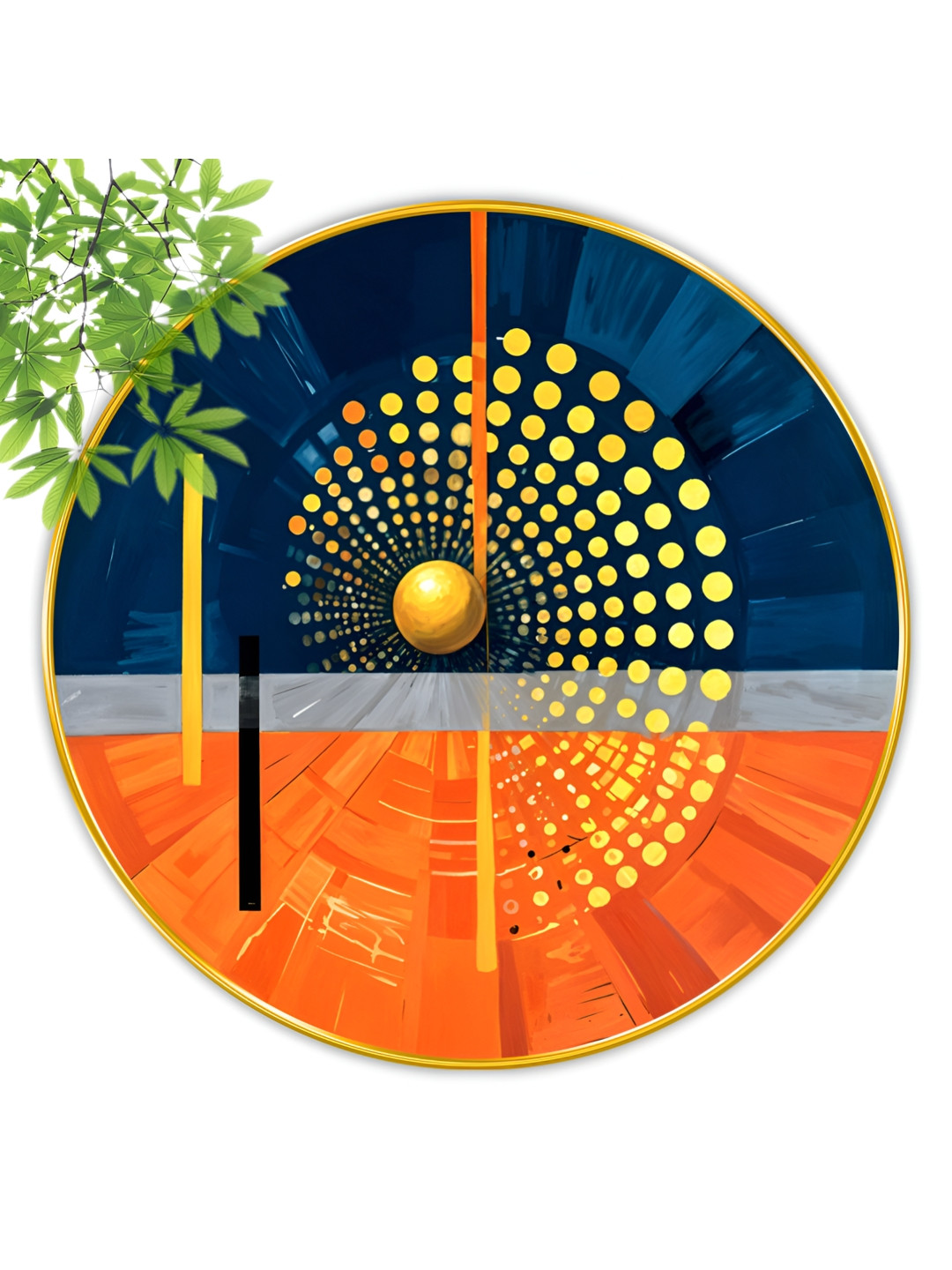 

SAF Blue & Gold-Toned Wooden Round Shape Wall Paintings