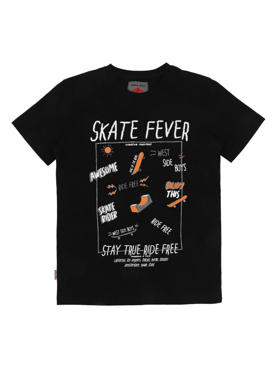 

Gini and Jony Boys Graphic Printed Round Neck Cotton T-shirt, Black