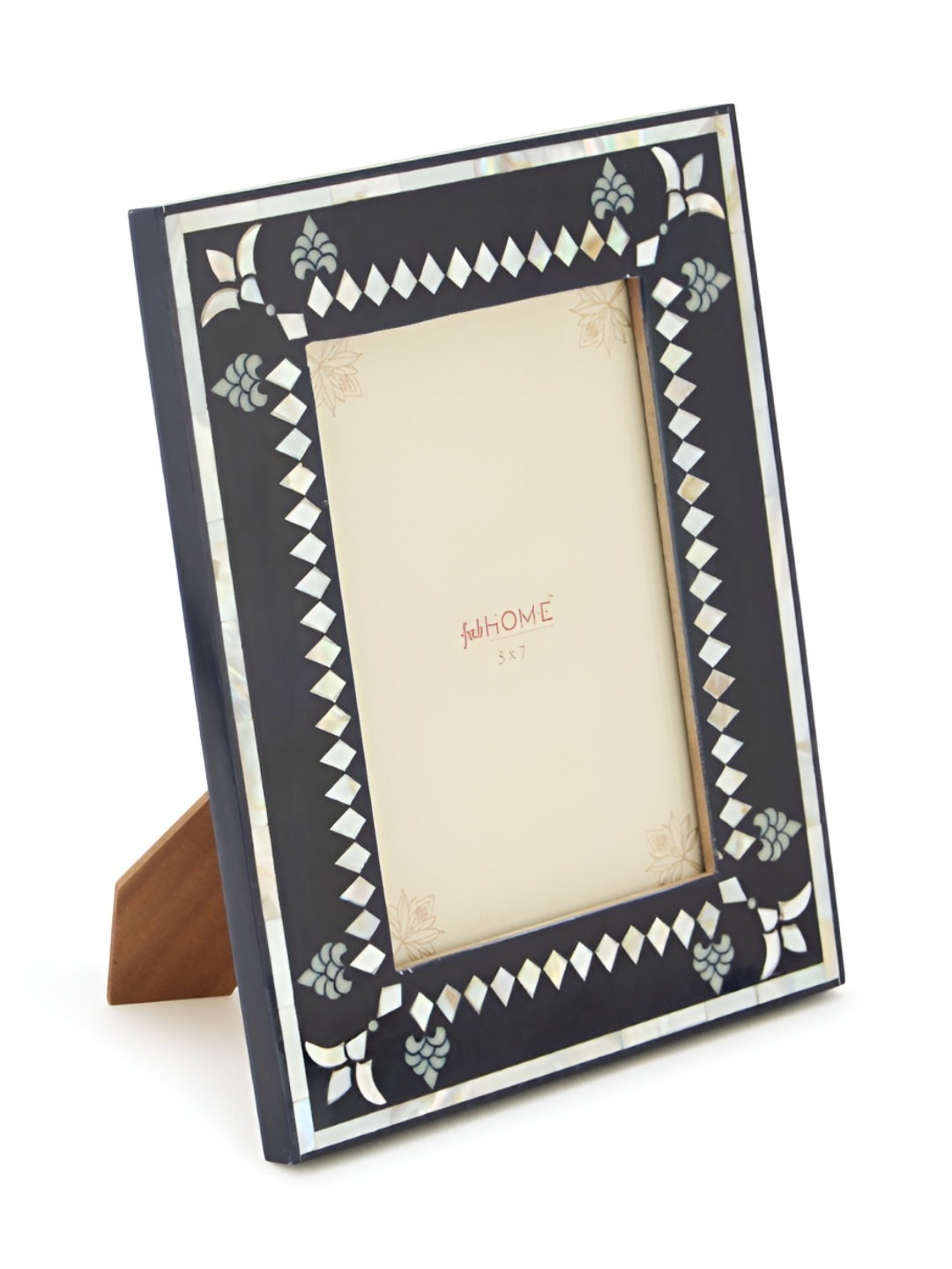 

Fabindia Blue & White Self Design Wooden Decaled Utkarsh Table Photo Frame