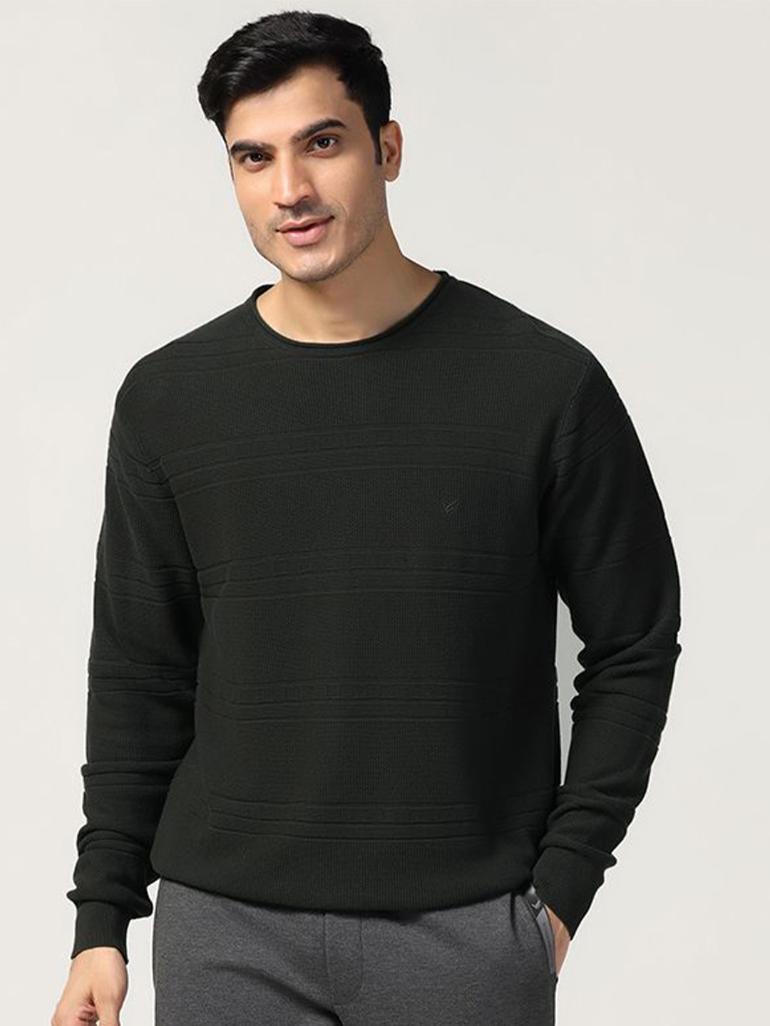 

Blackberrys Men Ribbed Cotton Pullover Sweater, Olive