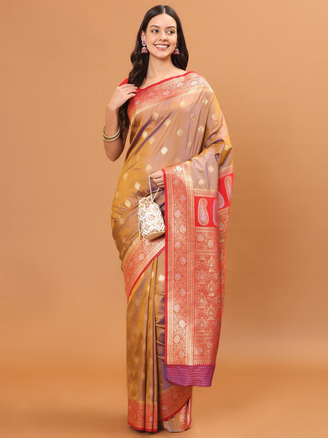 

Meena Bazaar Woven Design Zari Saree, Brown