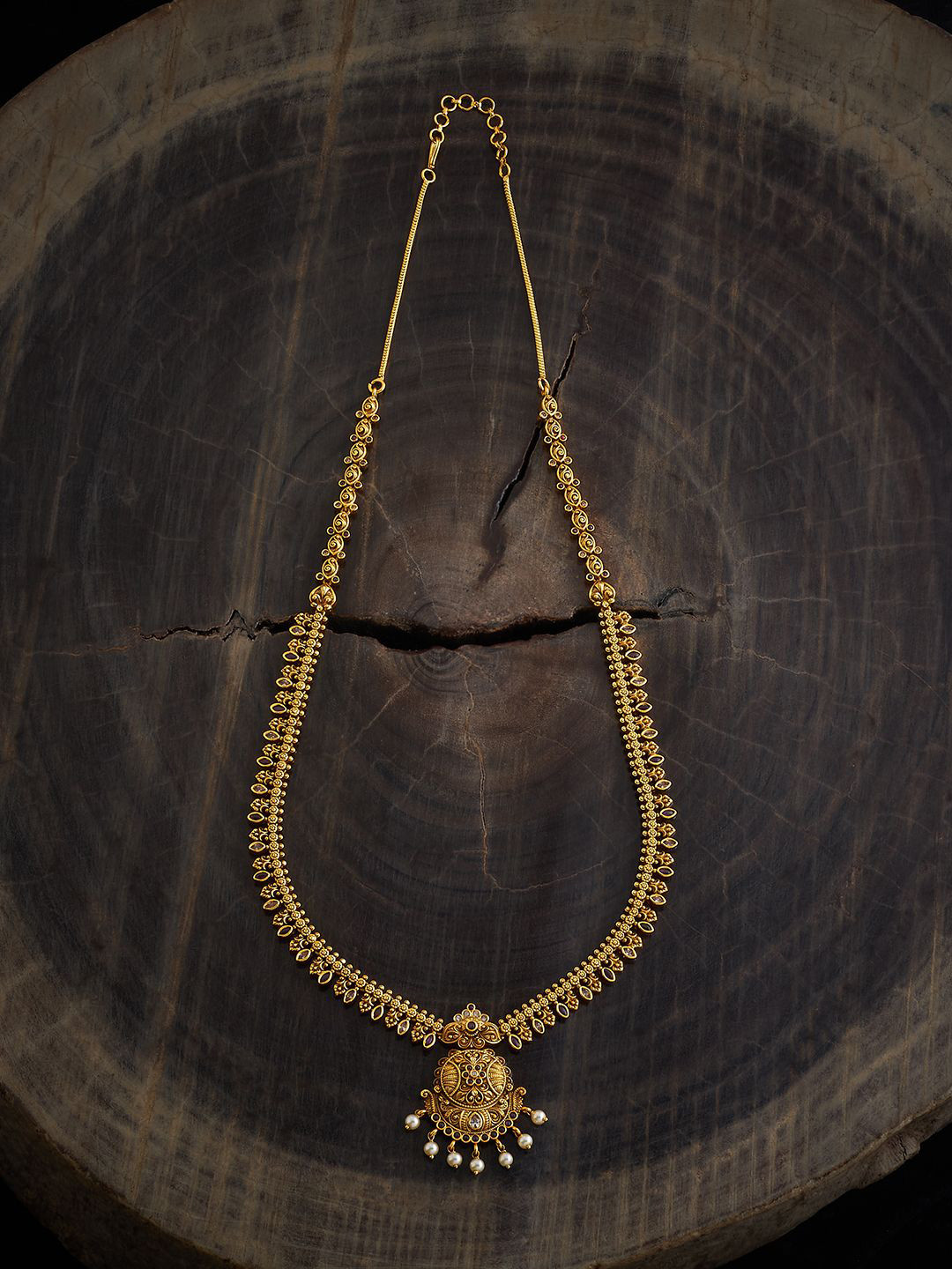 

Kushal's Fashion Jewellery Gold-Plated Stones Studded Antique Necklace