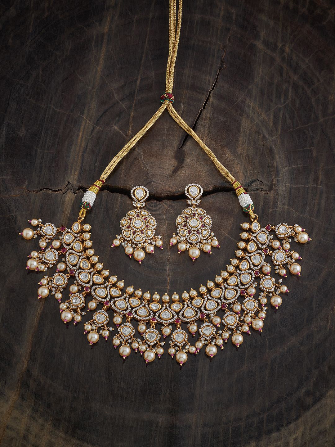 

Kushal's Fashion Jewellery Kundan Studded & Beaded Jewellery Set, Gold