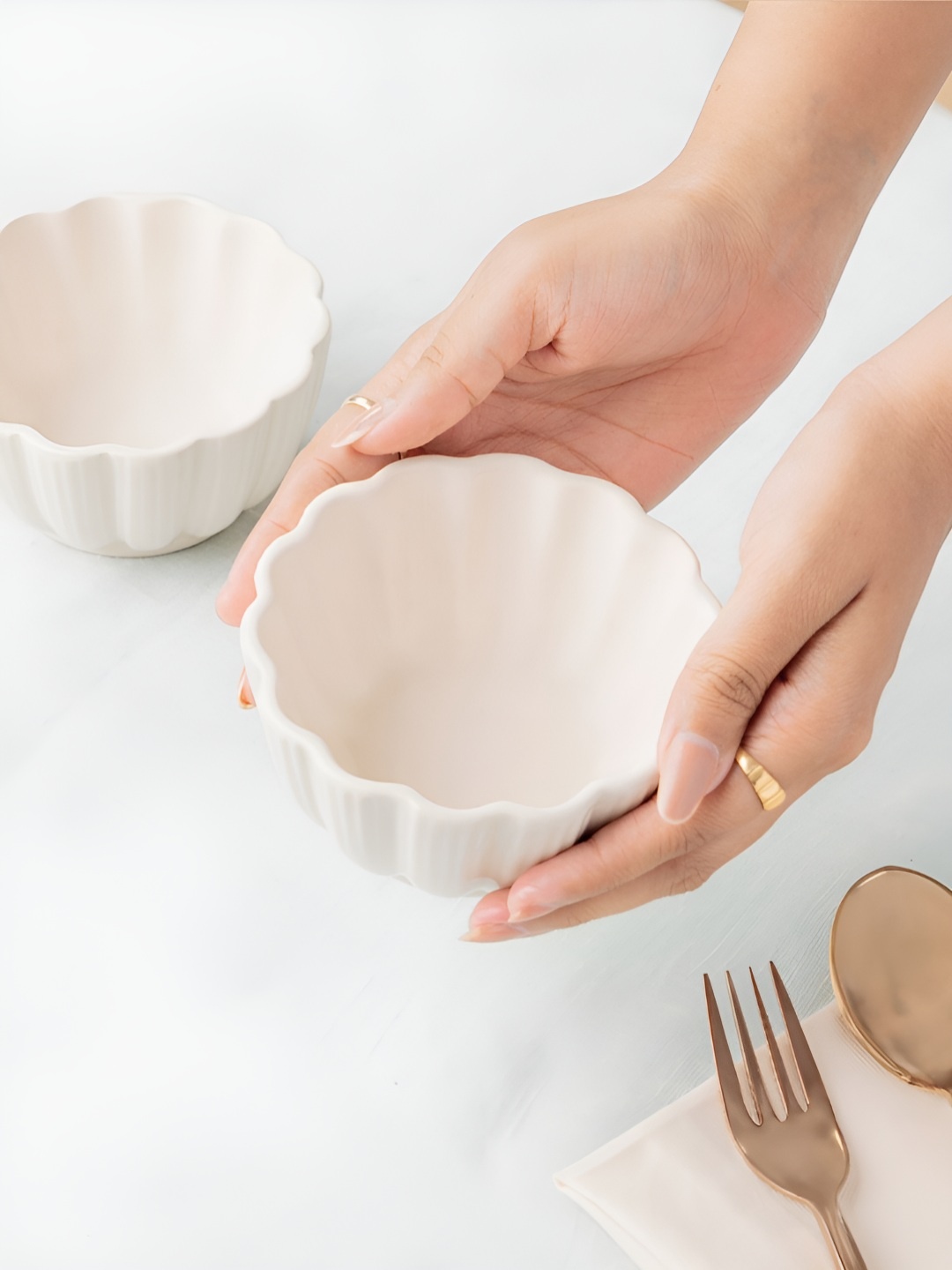 

haus & kinder Off White 2 Pieces Ceramic Serving Bowls 280 ml