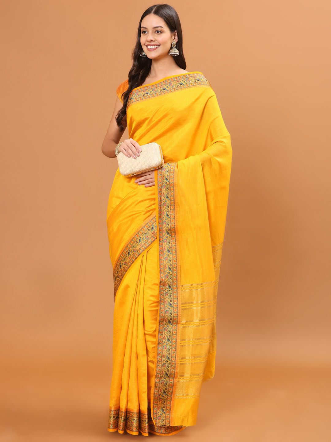 

Meena Bazaar Art Silk Saree, Yellow