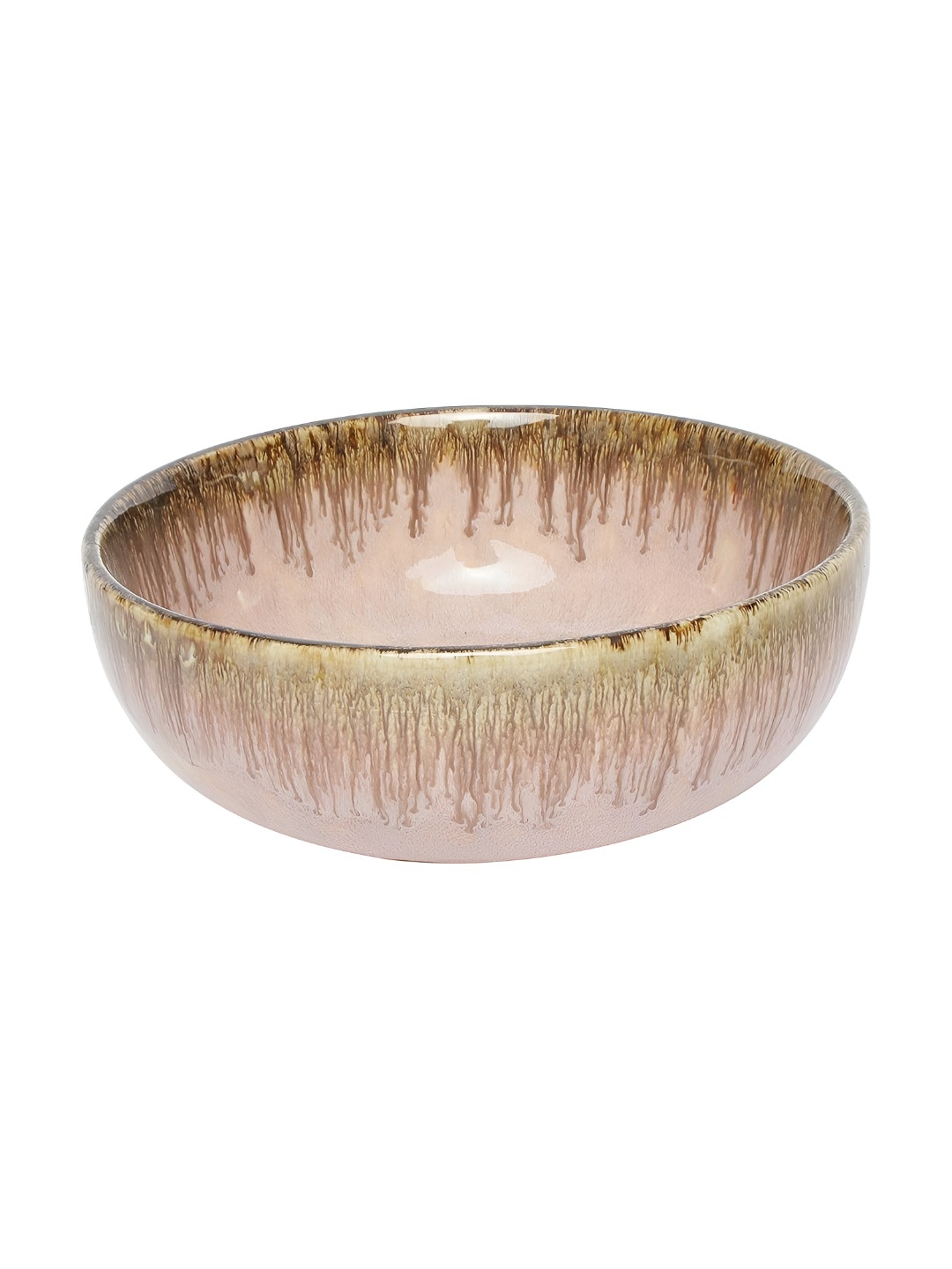 

AMALAFIEE CERAMICS Pink Printed Ceramic Microwave Safe Matte Serving Bowl
