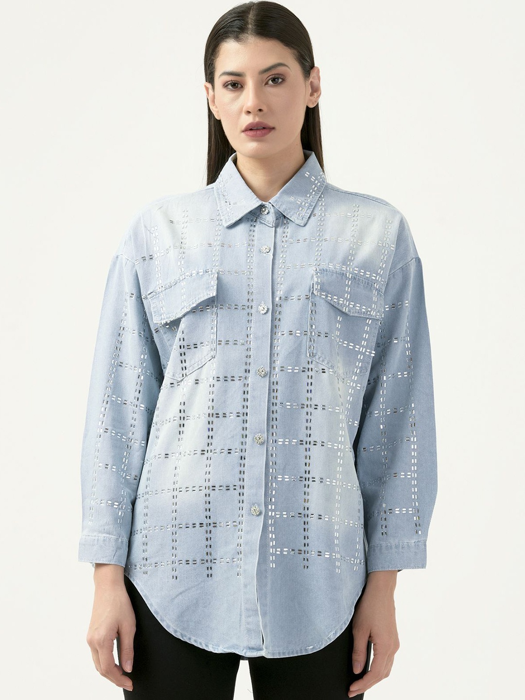 

Albion By CnM Women Opaque Casual Shirt, Blue