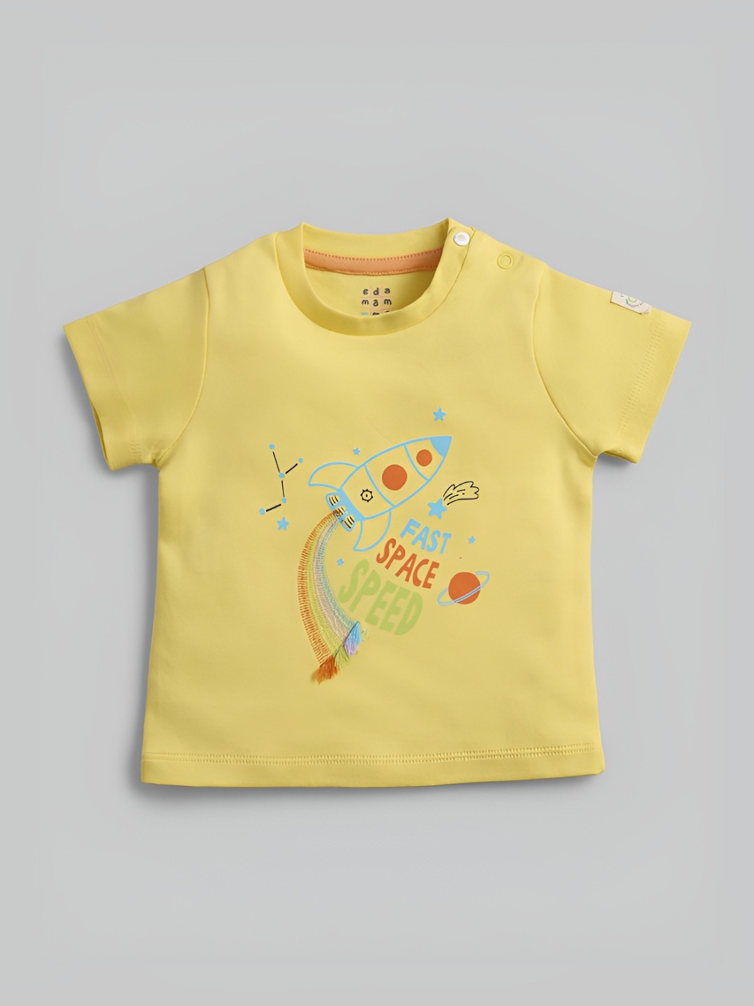 

Ed-a-Mamma Baby Unisex Kids Bio Finish Graphic Printed Round Neck Cotton T-shirt, Yellow