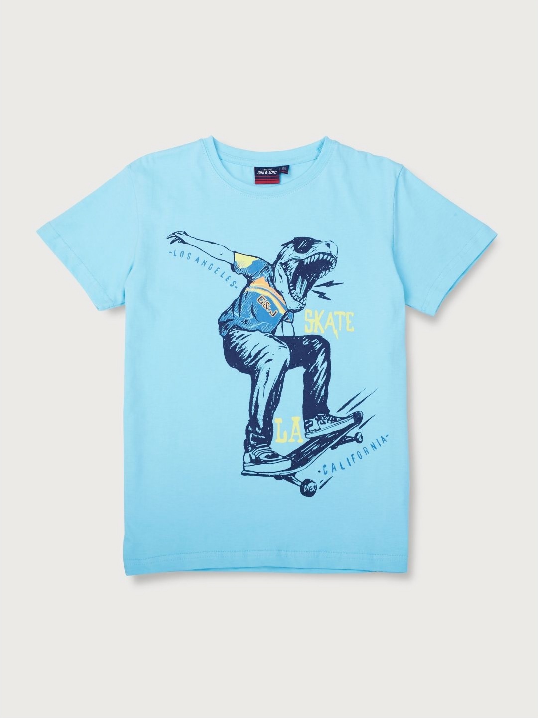 

Gini and Jony Boys Graphic Printed Round Neck Cotton T-shirt, Blue