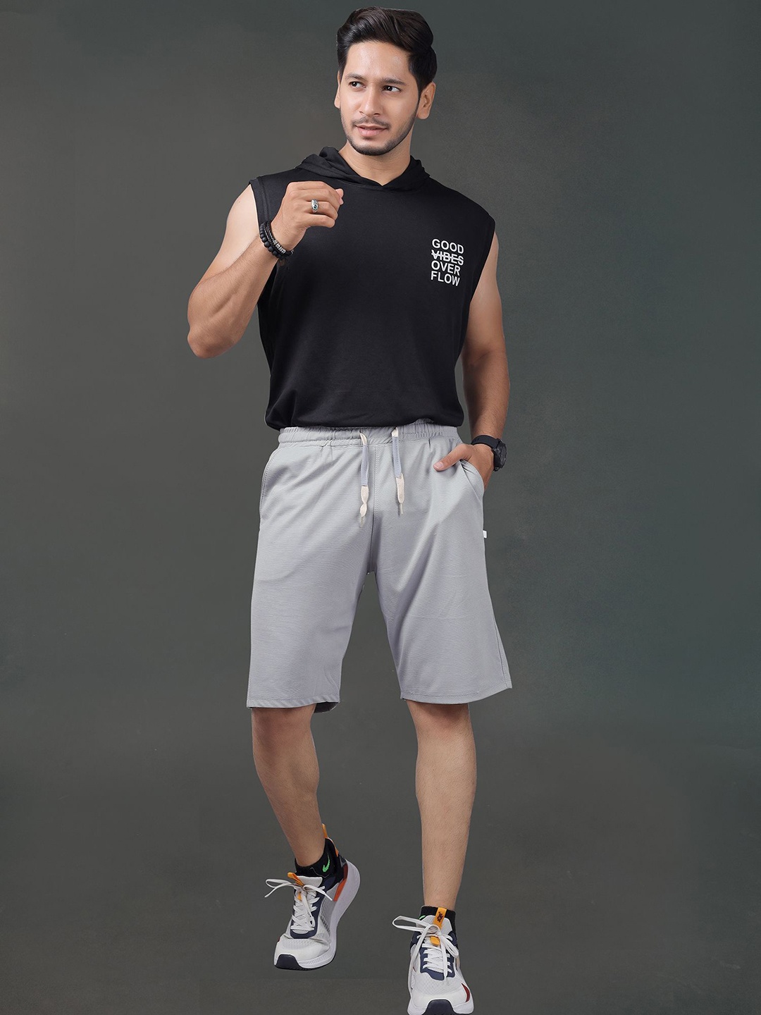 

Septem Men Training or Gym Shorts, Grey