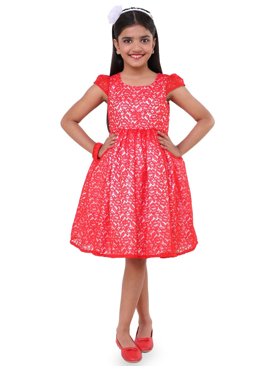 

Wish little Girls Net A-Line Dress, Red