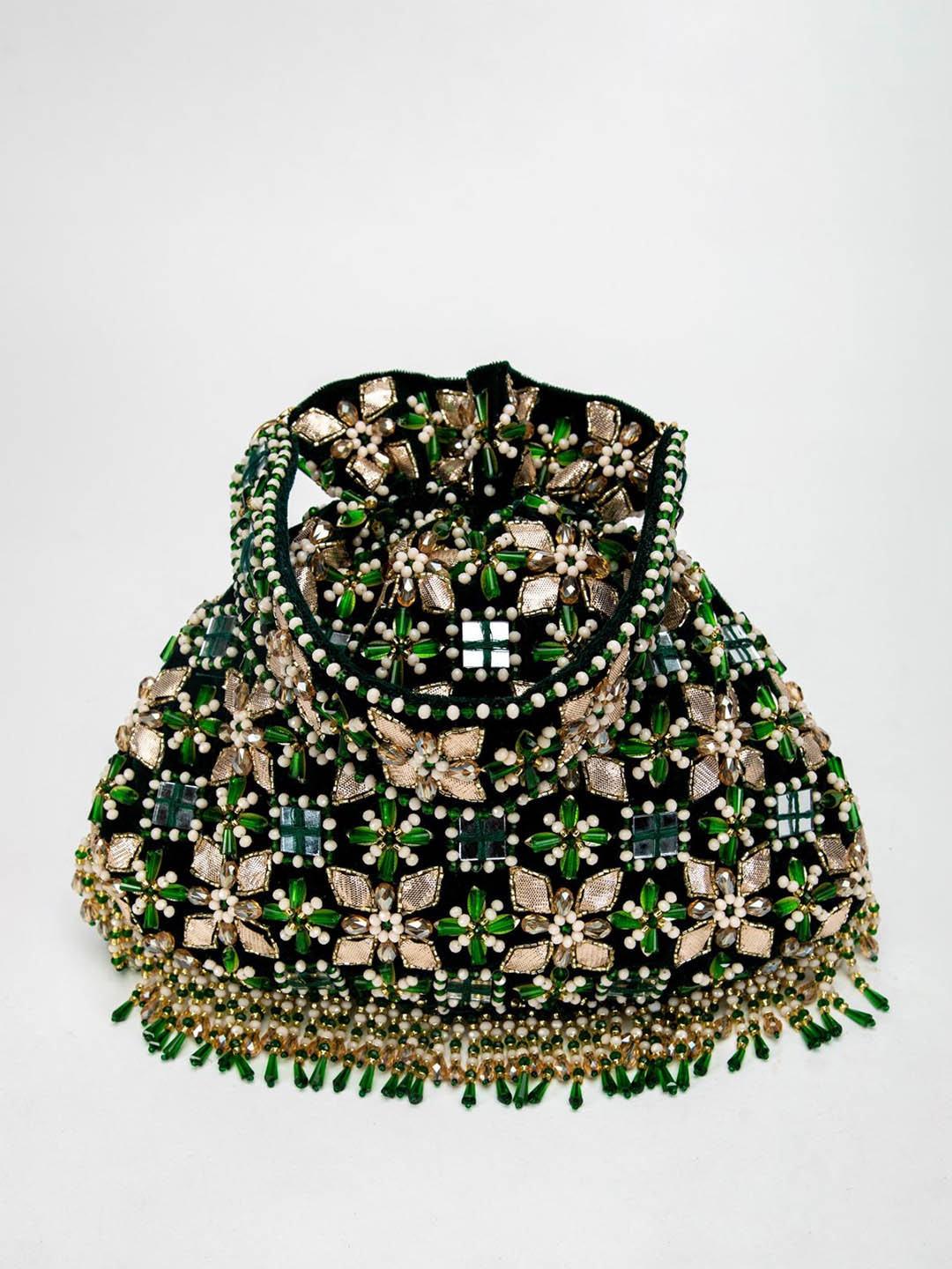 

EENA Embroidered Potli Clutch, Green