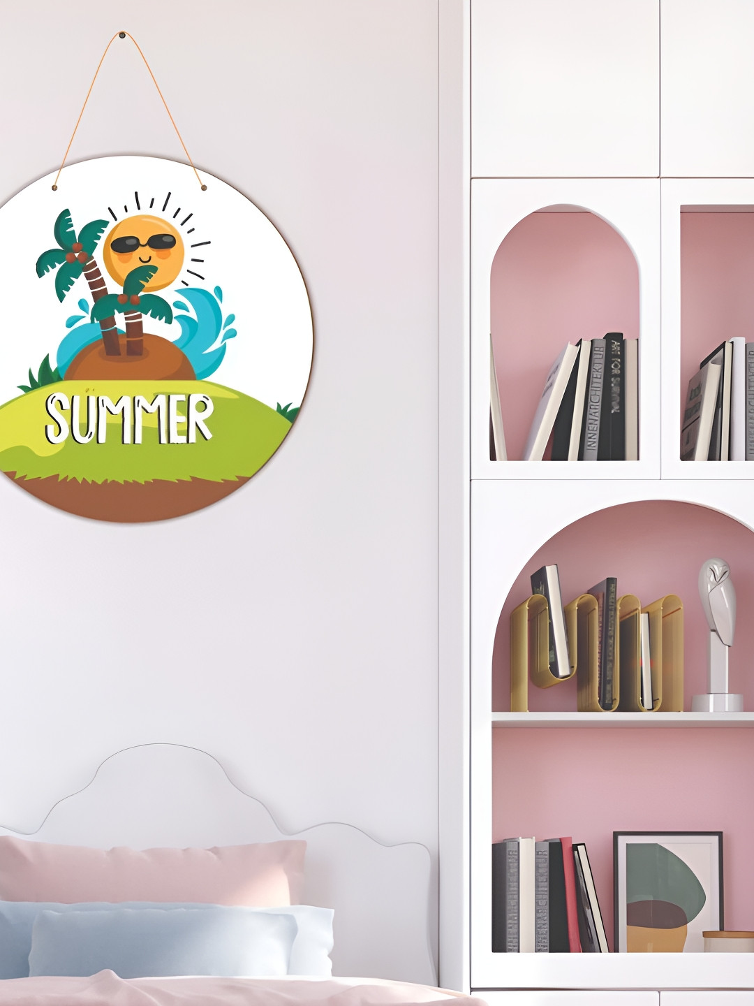 

CVANU Green & White Printed Wooden Wall Hangings