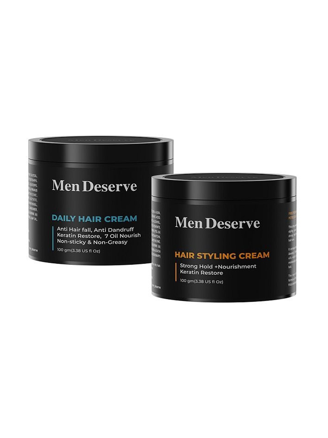 

Men Deserve Set Of 2 Hair Styling Cream & Daily Hair Cream Combo-100g Each, Black