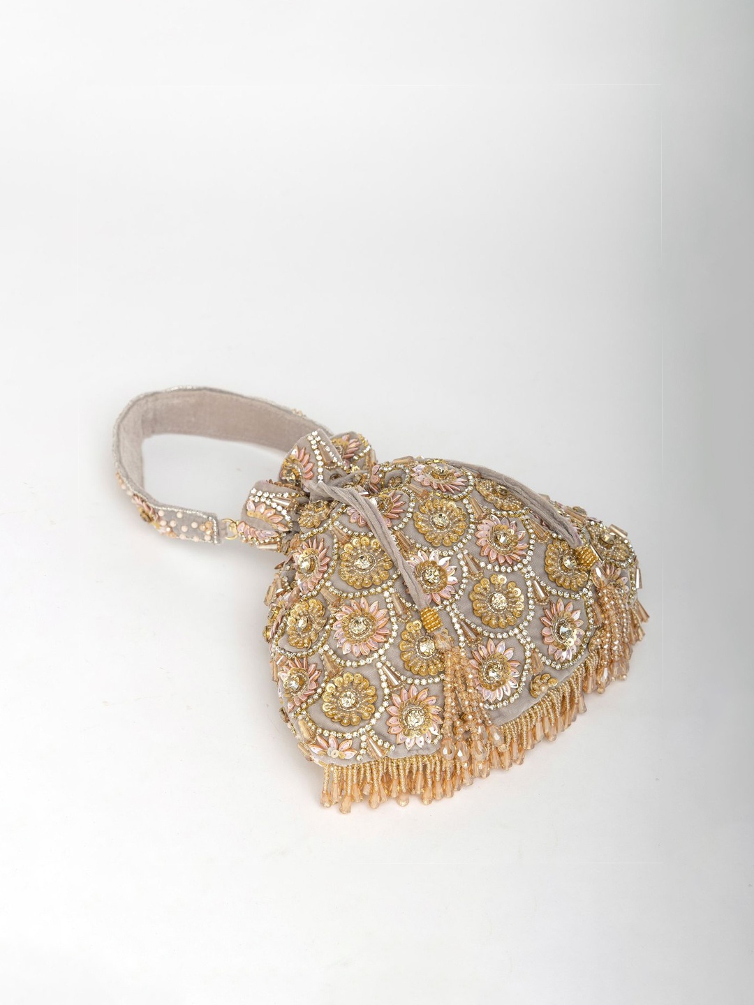 

EENA Embroidered Potli Clutch, Silver