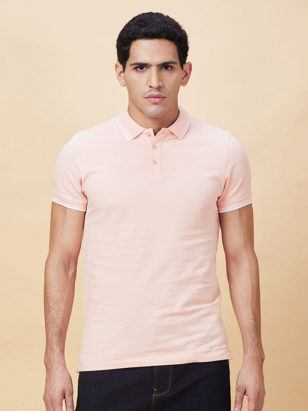 

Being Human Men Solid Polo Collar Cotton T-shirt, Orange