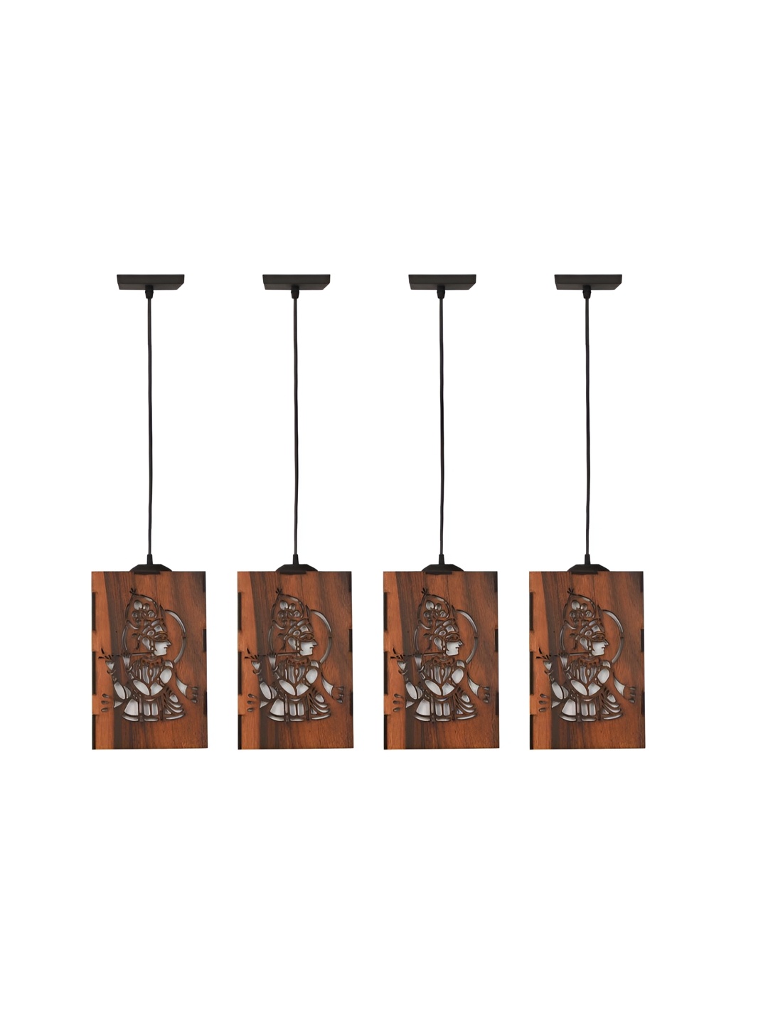 

Afast Black & Brown 4 Pieces Textured Traditional Wooden Rectangle Ceiling Lamp