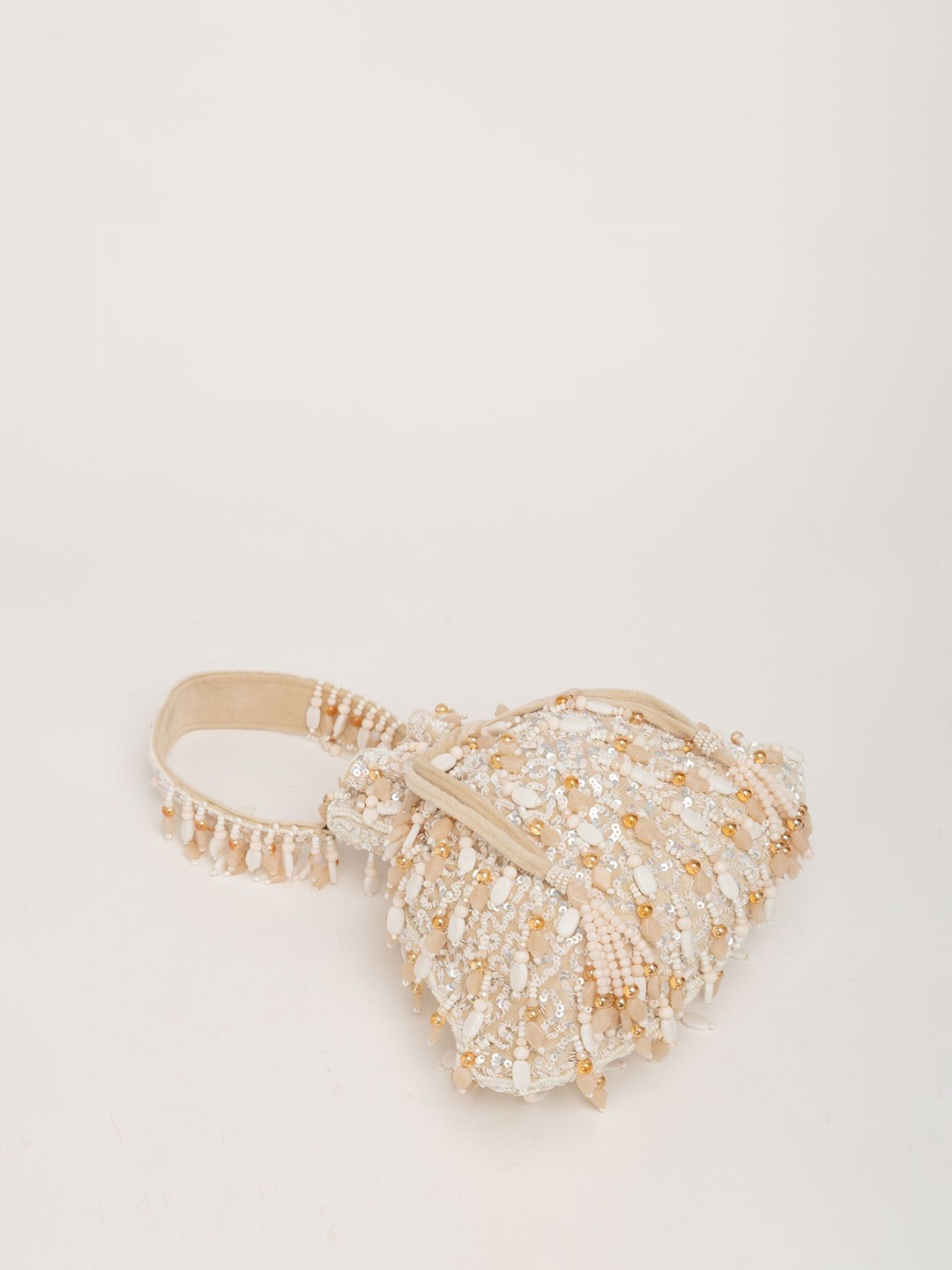

EENA Embroidered Potli Clutch, Beige