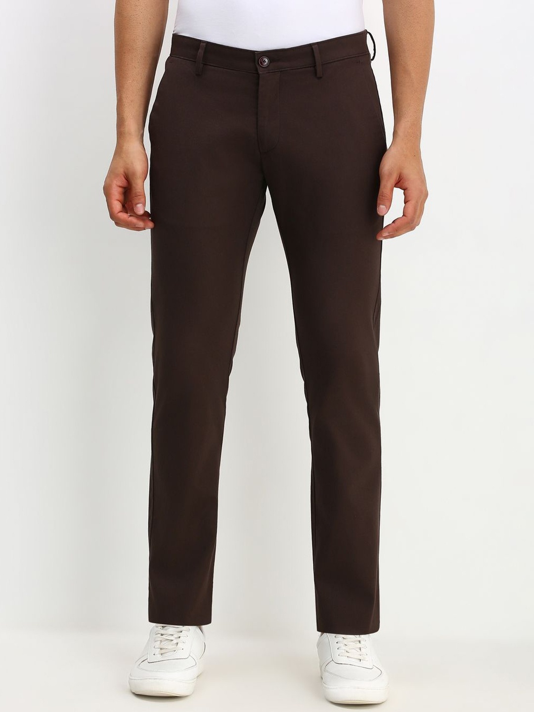

Allen Solly Men Slim Fit Solid Trousers, Brown