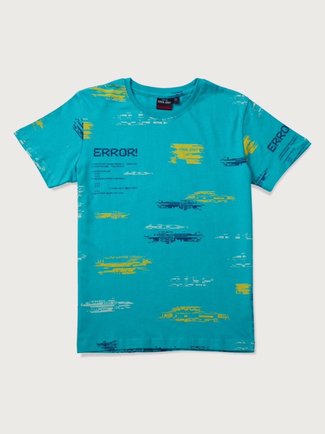 

Gini and Jony Boys Abstract Printed Round Neck Cotton T-shirt, Blue