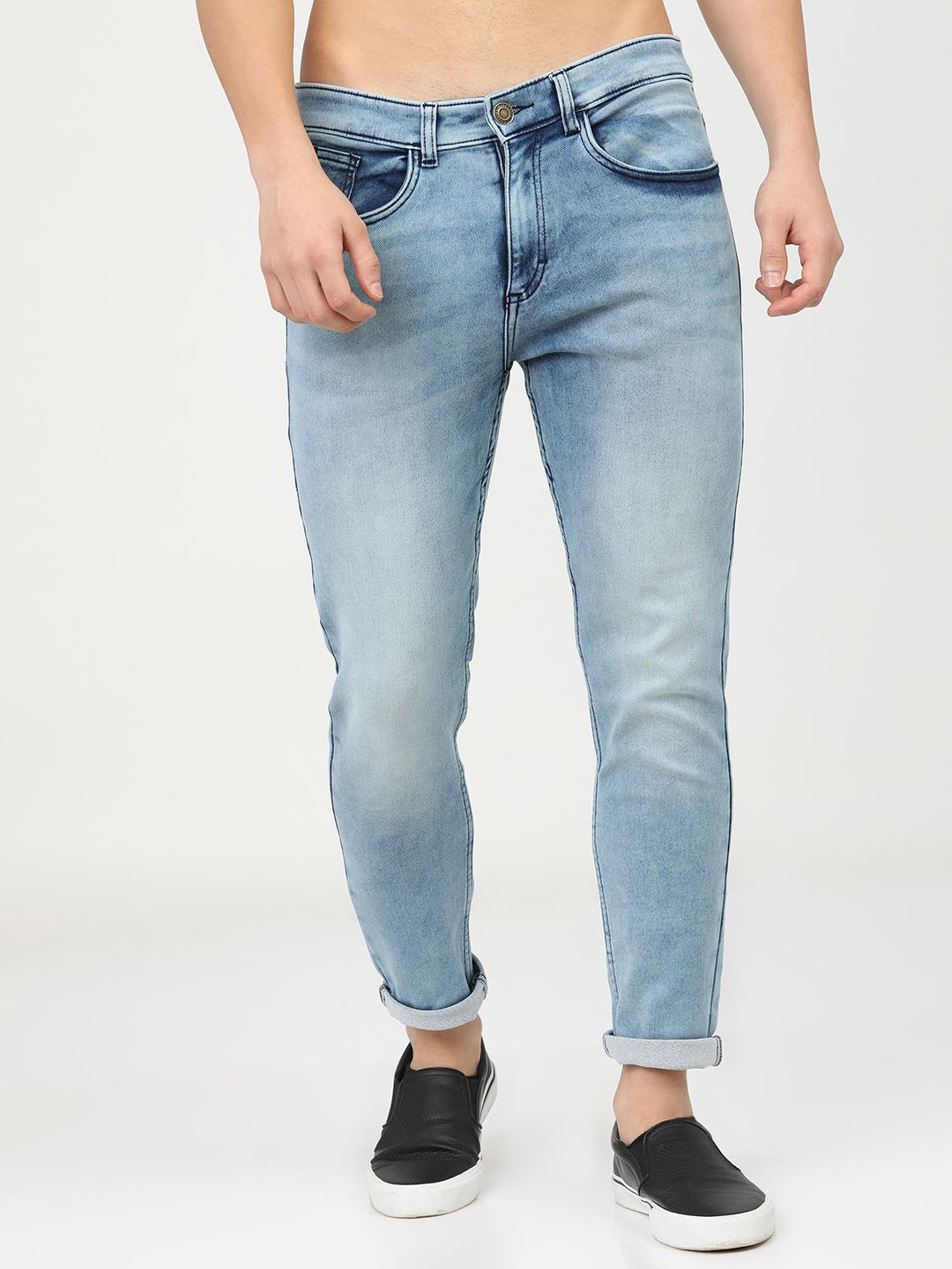 

HIGHLANDER Men Tapered Fit Light Fade Stretchable Jeans, Blue