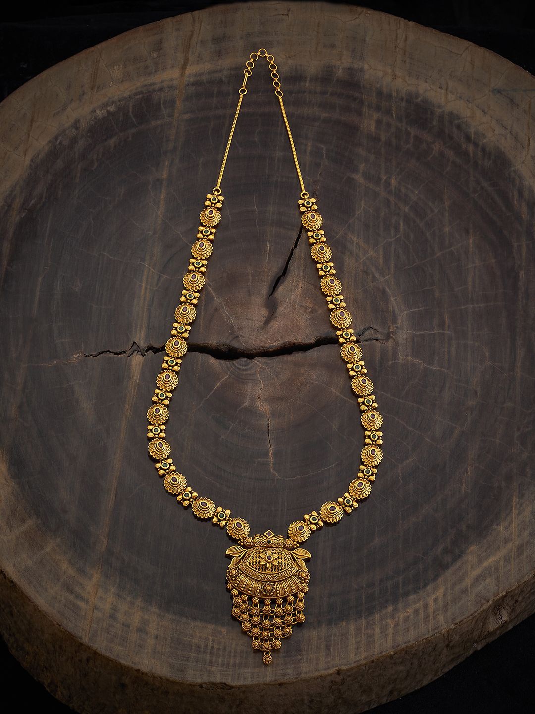 

Kushal's Fashion Jewellery Gold-Plated Stone Studded Antique Necklace