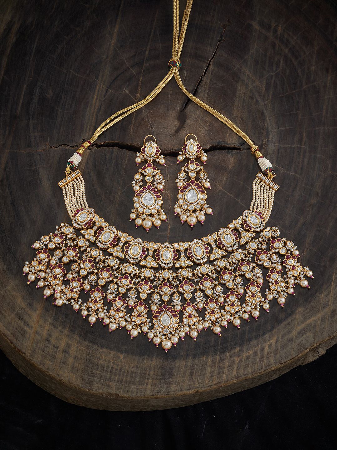 

Kushal's Fashion Jewellery Kundan-Studded & Beaded Jewellery Set, Gold