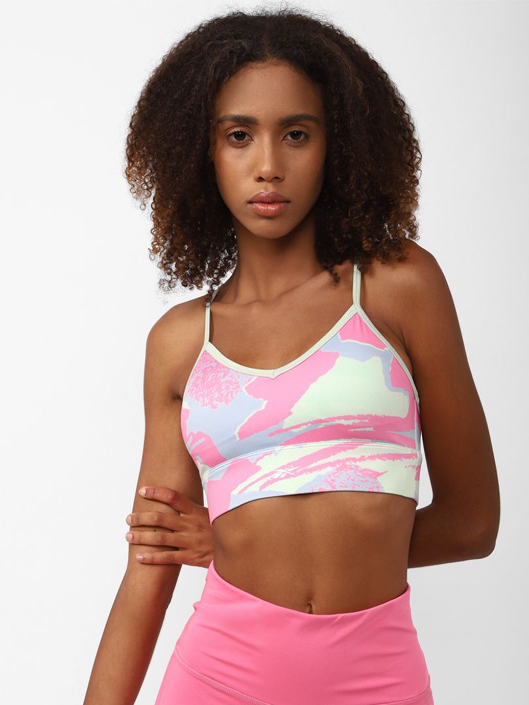 

Reebok Wor Aop Tri Back Bra, Pink