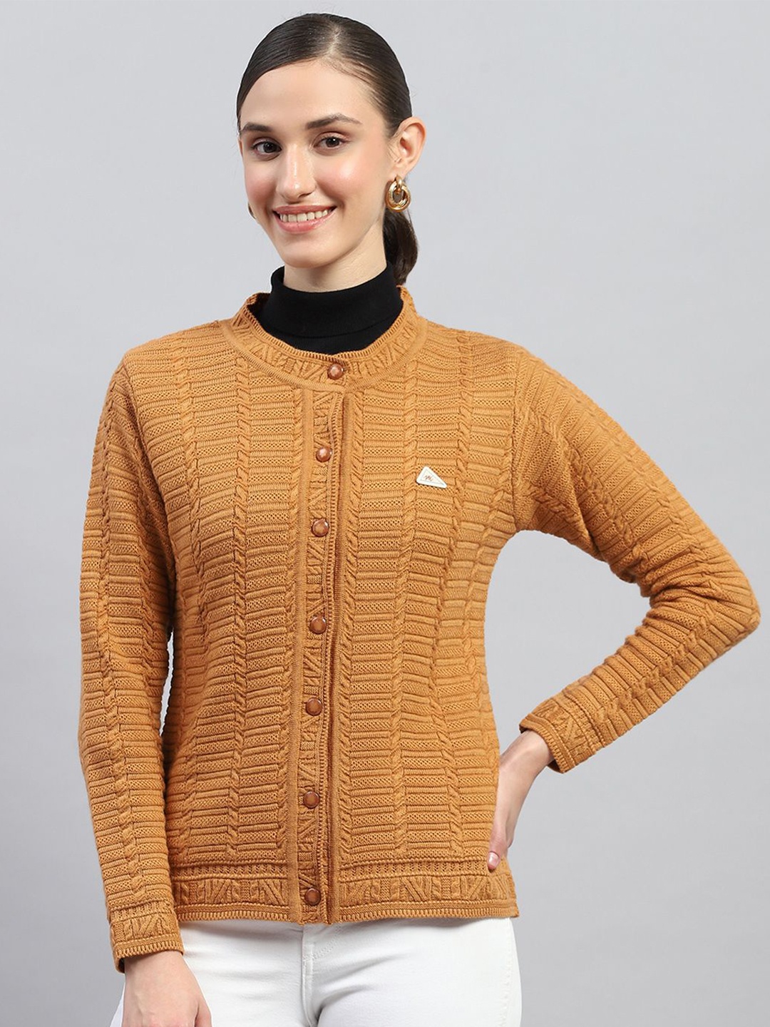 

Monte Carlo Women Cable Knit Cardigan, Mustard