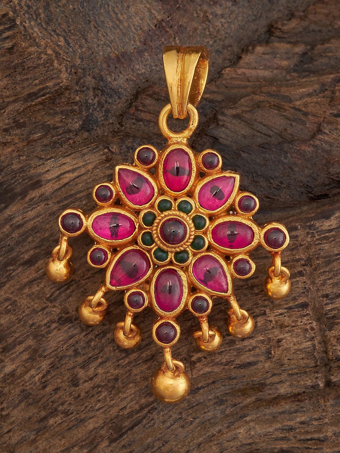 

Kushal's Fashion Jewellery 92.5 Pure Silver Gold-Plated Floral Pendants