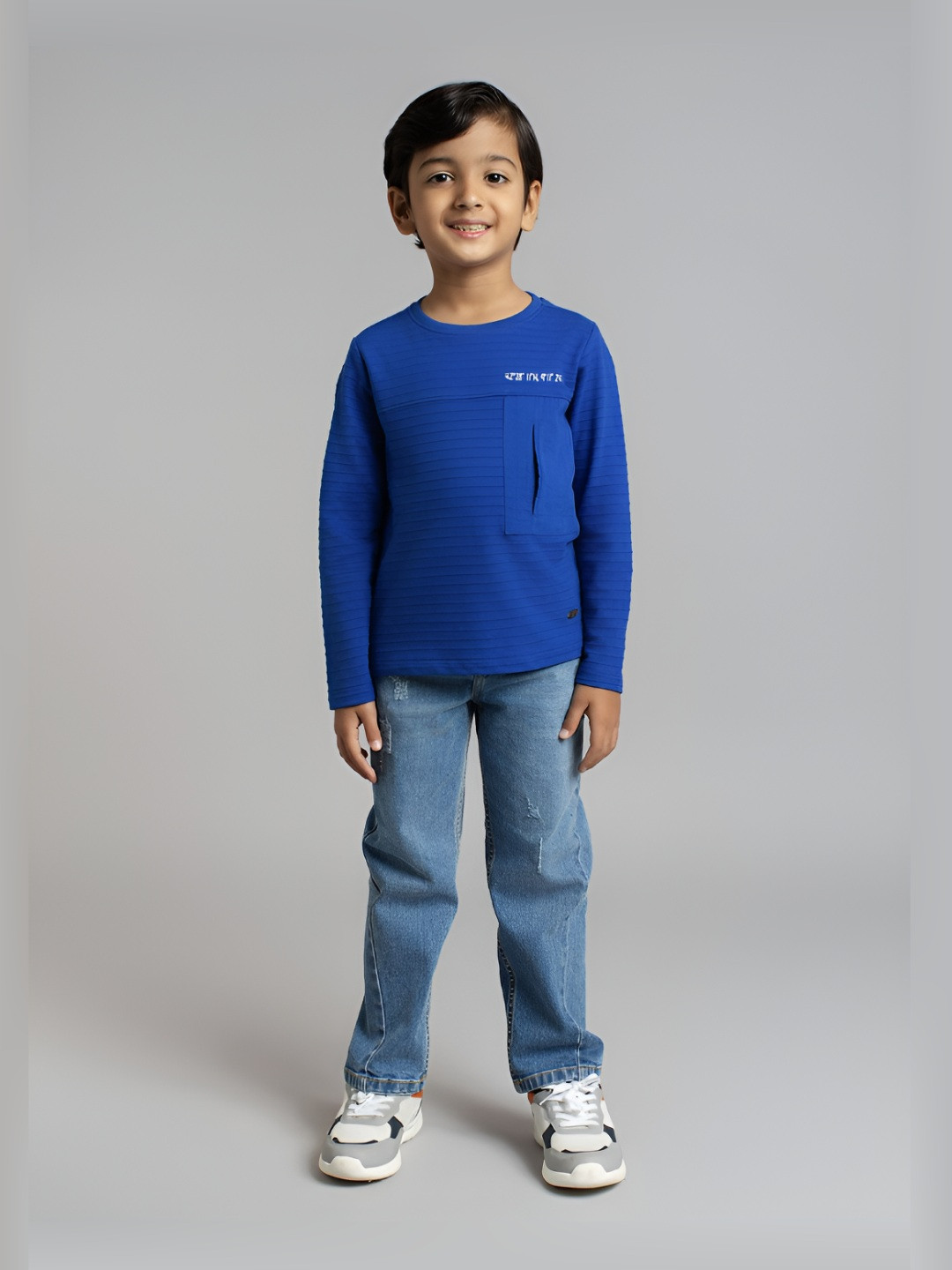 

Ed-a-Mamma Boys Bio Finish Typography Printed Round Neck Cotton T-shirt, Blue