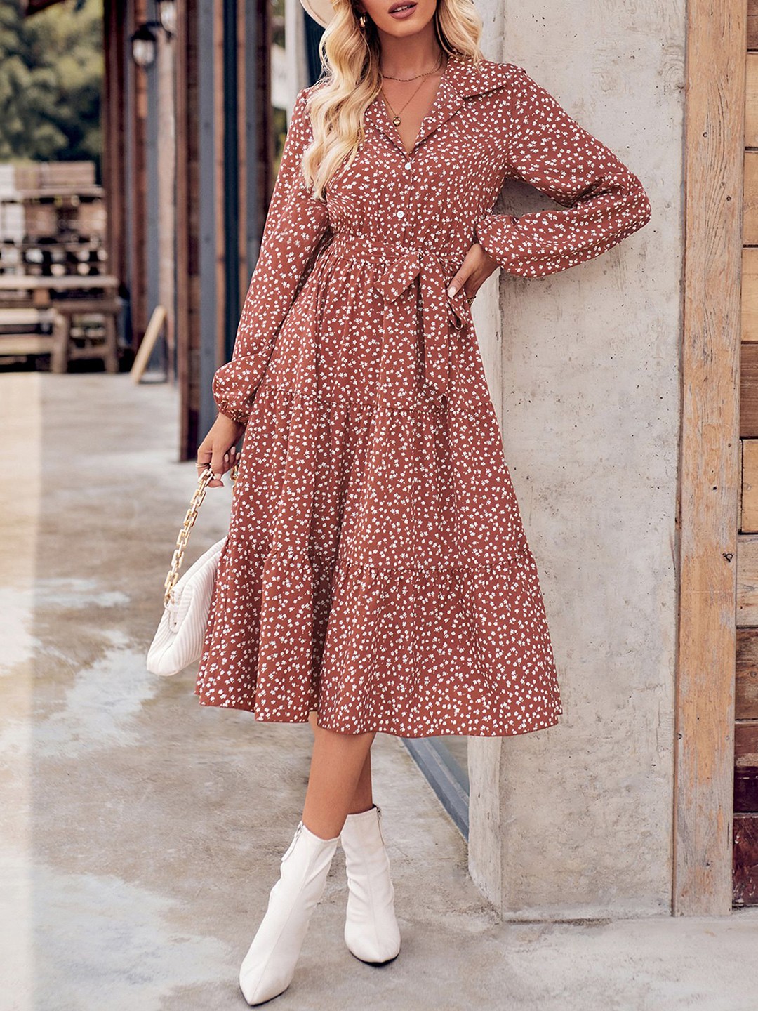 

StyleCast Women Printed Floral Fit & Flare Midi Dress, Pink