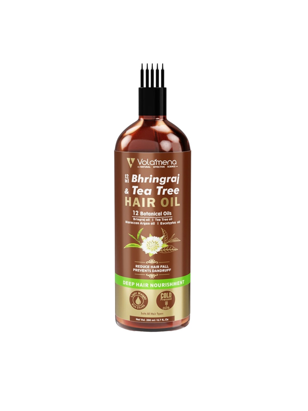 

Volamena 12in1 Bhringraj & Tea Tree Hair Oil For Reduce Hair Fall 200 ml, Transparent