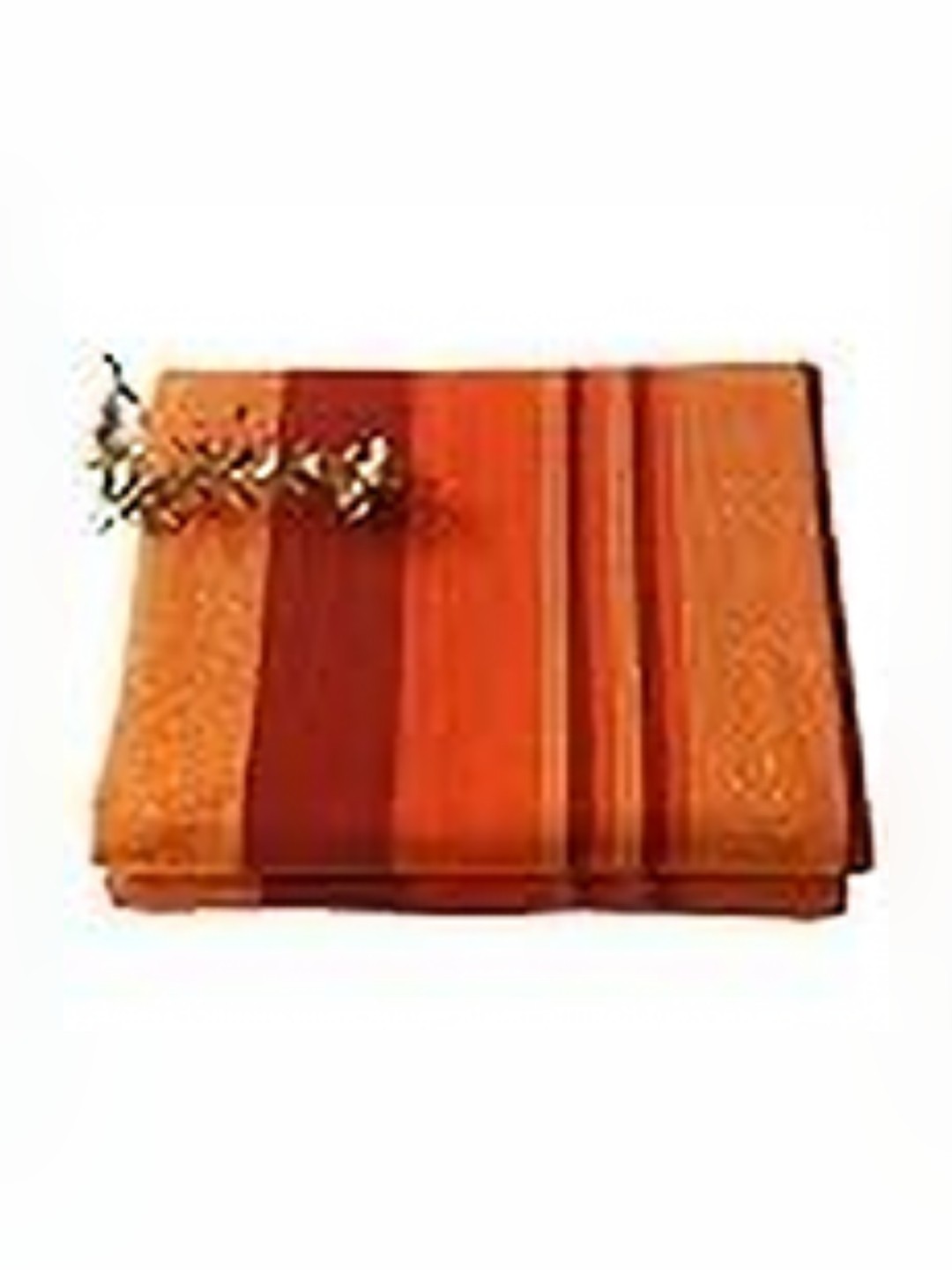 

RANGBHAR Orange & Maroon Striped Cotton Double Bedcover